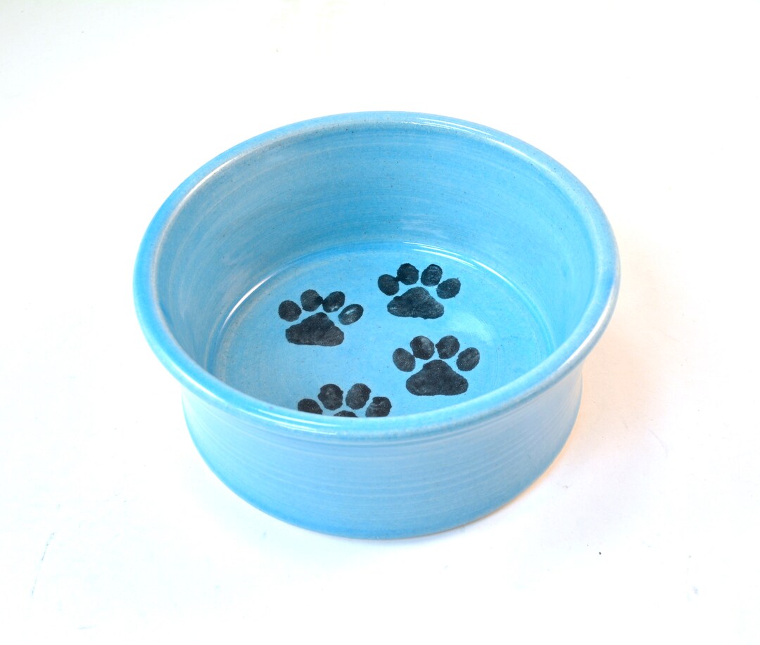 Cat Dish Bowl With Paw Prints, Small Dog Dish Bowl, Wheel Thrown ...