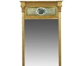 Mirror Vintage Mirror American Federal Giltwood Eglomise Antique Pier Mirror Circa 1805-15