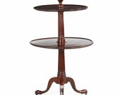 English Georgian Carved Mahogany Two-Tier Antique Dumbwaiter End Table