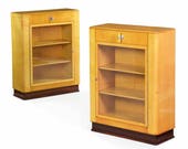 Fine Quality Pair of Art Deco Birch and Rosewood Bookcase Cabinets Vitrines Bookshelf circa 1930