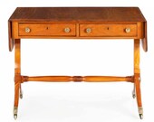 Fine English Regency Antique Console Table Behind Sofa Table in Satinwood, Period 19th Century Circa 1825