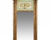 Very Fine American Federal Giltwood Antique Pier Mirror with Eglomisé Panel, New England States circa 1810