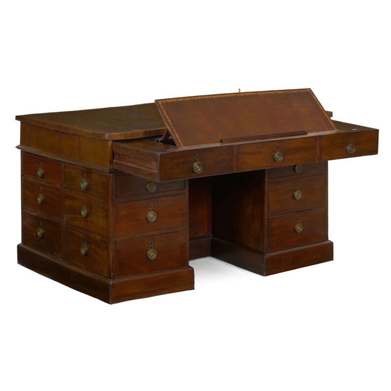 Desk Writing Table Partner S Mahogany Pedestal England Circa 1800