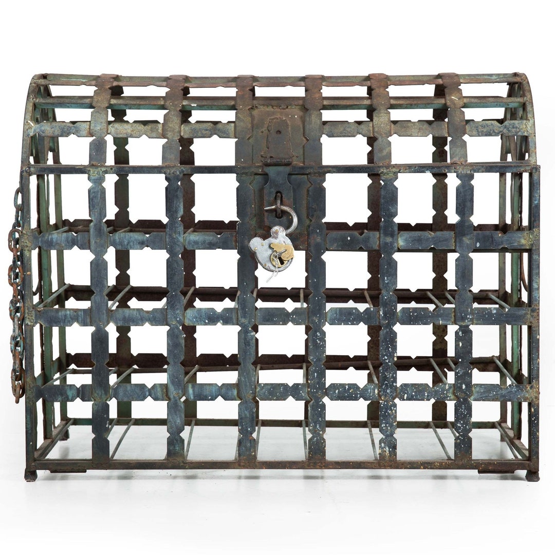 Antique French Wrought Iron Chest Wine Storage Rack for 28 Etsy