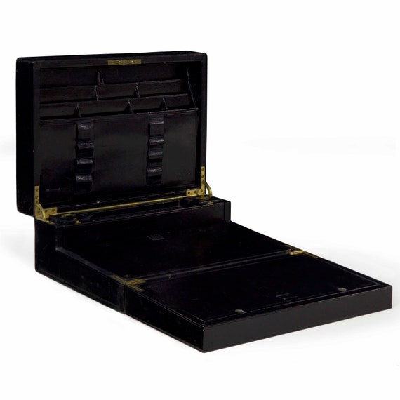Antique Writing Desk Box English Stationary Box Black Etsy
