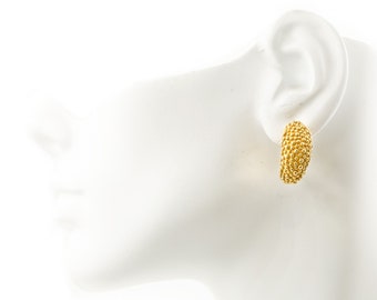 Modernist 14k Yellow Gold Chunky Half-Hoop Earrings