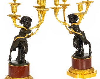 Fine Pair of Henry Dasson Four-Light Candelabra after Clodion circa 1895