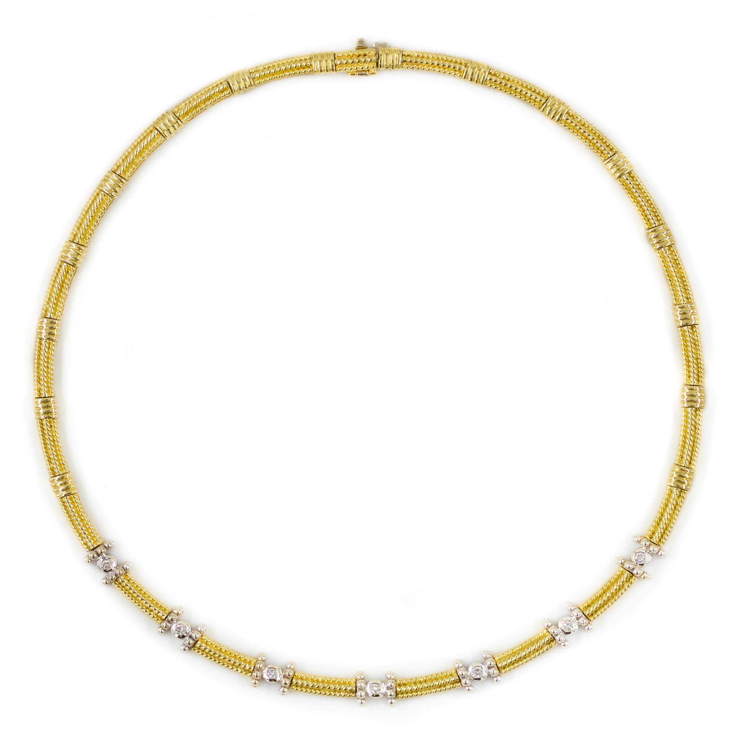 Estate 14k Gold and Diamond Choker Necklace, 15 1/2 Long Etsy