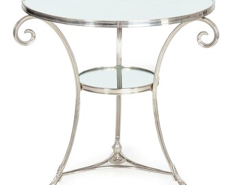 Modernist Chromed and Mirrored Gueridon Side Table