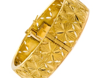 Estate 18K Yellow Gold Bright-Cut Bangle Bracelet
