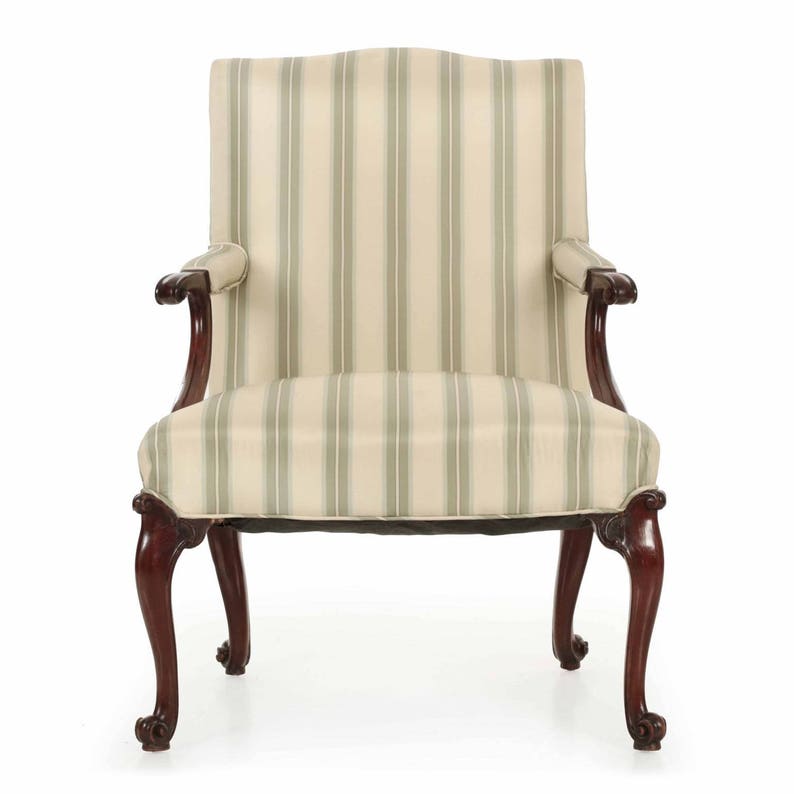 Accent Chair Desk Chair Upholstered Mahogany Arm Chair Etsy