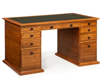 Very Fine English Walnut and Ebony Pedestal Desk by David Linley