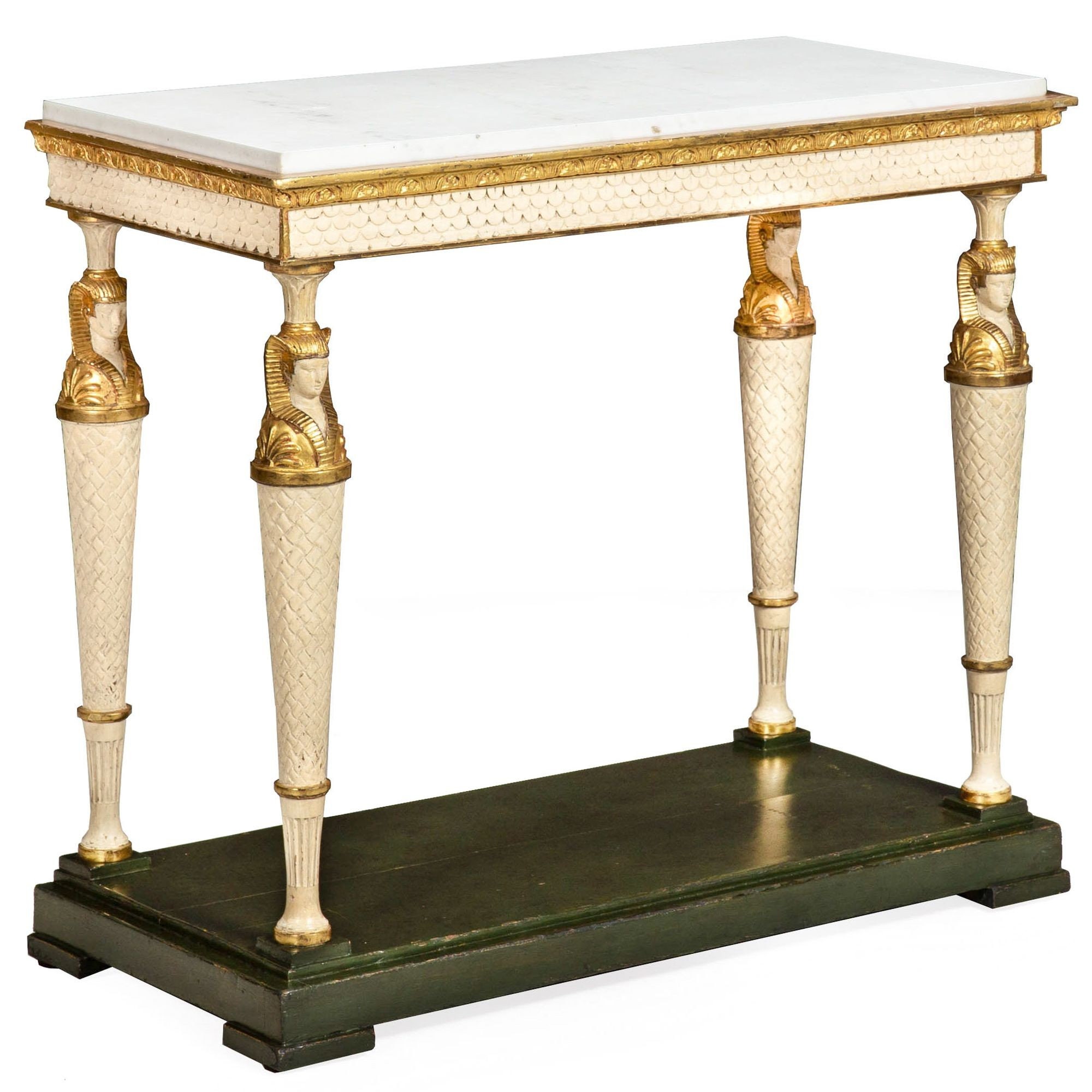 Swedish Gustavian Marble Top Egyptian Pharaoh Mask Pier Table circa 1820