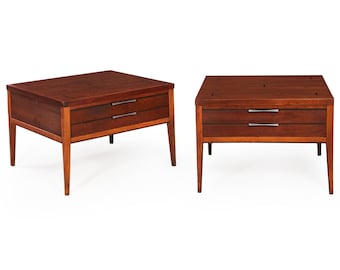 Vintage Mid Century Modern Pair of Lane “Tuxedo” End Tables Nightstands