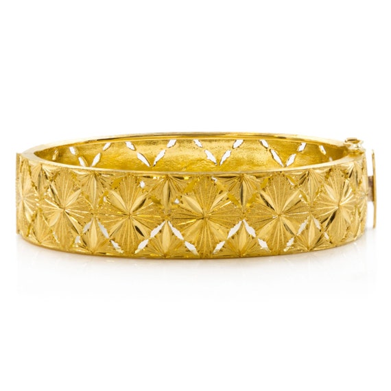 Estate 18K Yellow Gold Bright-Cut Bangle Bracelet - image 3