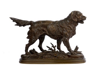 French Bronze Sculpture "Chien de Chasse" by Paul-Edouard Delabrierre, c. 1870
