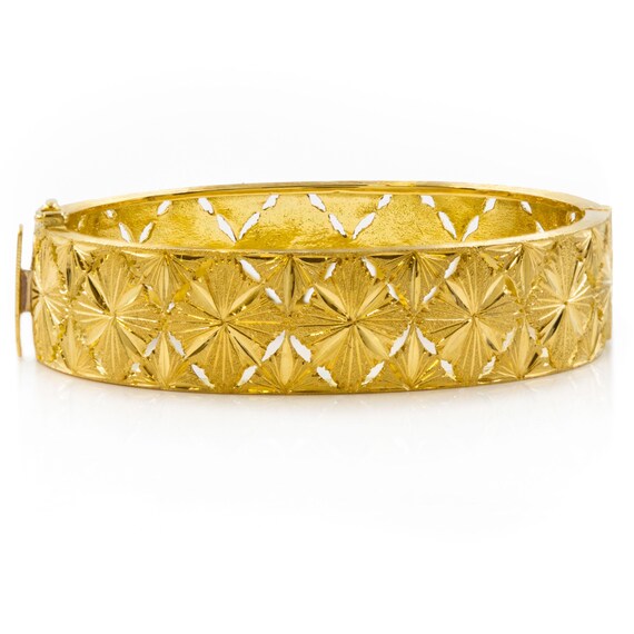 Estate 18K Yellow Gold Bright-Cut Bangle Bracelet - image 2