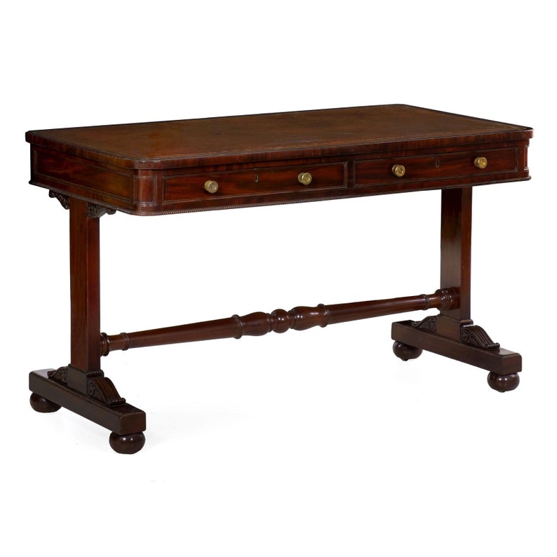 Writing Desk Office Antique Mahogany Leather Top Table England 19th Century