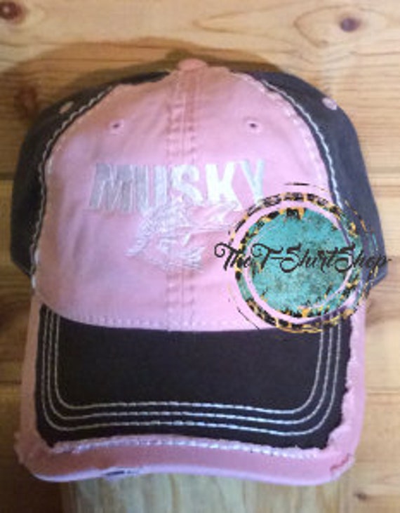Musky Muskie Pink Gray/brwn Distressed Hat Cap - Etsy display picture 1