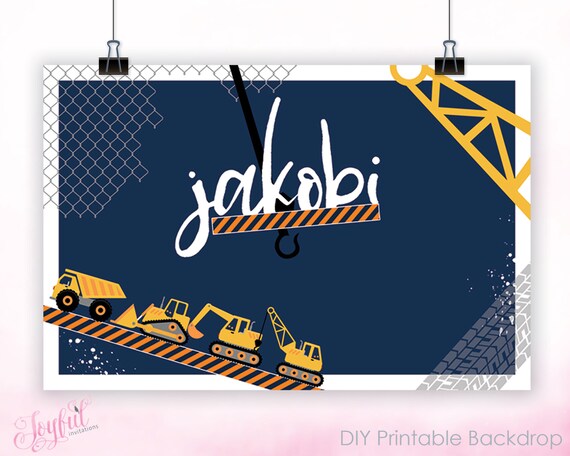 Construction Party Digital Backdrop Construction Theme Pdf Etsy