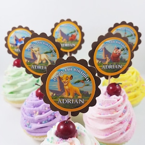Personalized The Lion King 2&quot; Scallop Birthday Cupcake Mix &#39;n Match Cupcake Toppers Classroom Party