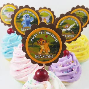 The Lion Guard Personalized 2&quot; Scallop Birthday Cupcake Toppers