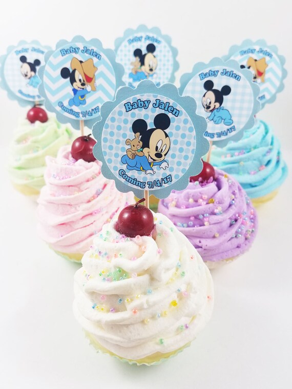 Personalized Baby Mickey Baby Shower Or 1st Birthday 2 Scallop Cupcake Toppers Mix N Match Personalized Baby Mickey Baby Shower Or 1st Birthday 2 Scallop Cupcake Toppers Mix N Match