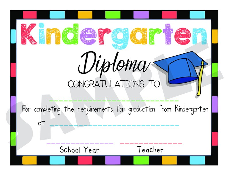 Kindergarten Graduation Diploma Fill in the Blanks by Hand | Etsy