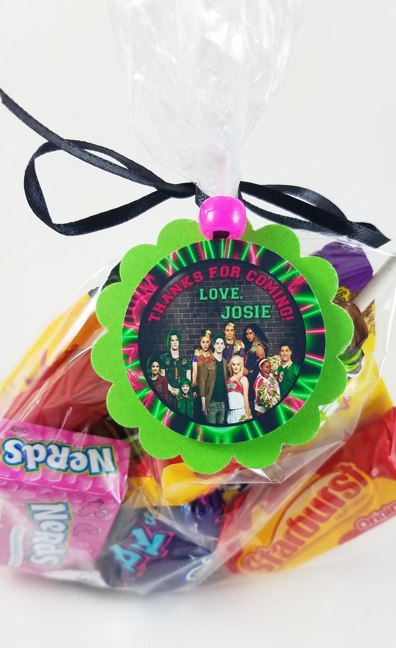 Personalized Disney Zombies 2 Birthday Party Favor Bag Tag