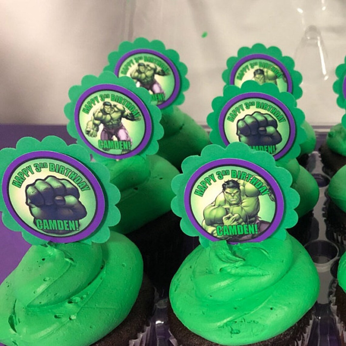 Personalized Incredible Hulk 2 Scallop Birthday Cupcake Etsy