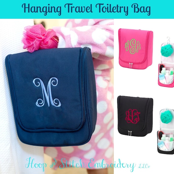 Hanging Travel Bag with Monogram, Personalized Hanging Travel Bag, Hanging Toiletry Bag, Girls Toiletry Bag, Ladies Travel Bag, Travel Gift