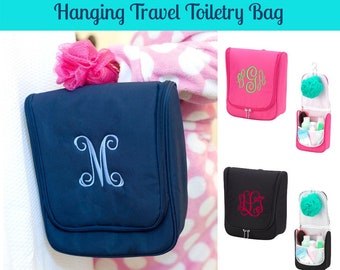 Hanging Travel Bag with Monogram, Personalized Hanging Travel Bag, Hanging Toiletry Bag, Girls Toiletry Bag, Ladies Travel Bag, Travel Gift