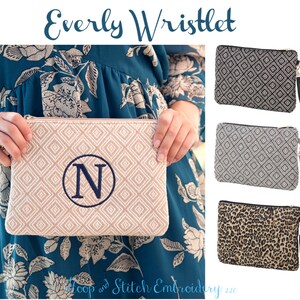 Monedero de pulsera Viv & Lou®, Monedero con monograma, Monedero personalizado, Cartera de mano con monograma, Estuche con cremallera, Cartera de mano personalizada, Cartera de tela