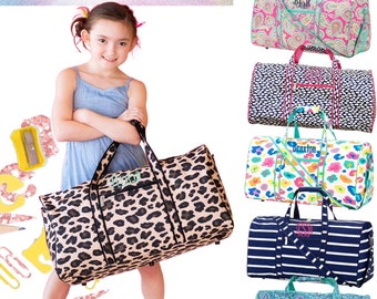 Girls Duffel Bag With Monogram Personalized Duffel Bag Monogram Duffle Bag Girl Duffel Bag Paisley Duffel Lottie Duffel Leopard Duffel Etsy