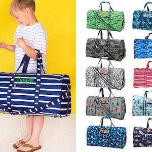 Boys Duffel Bag with Monogram, Monogram Duffel Bag, Personalized Duffel Bag, Boys Duffel Bag, Grayson Duffel, Stripe Dufffel, Blue Duffel