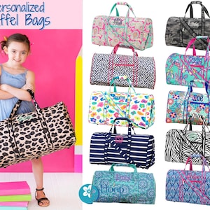 Girls Duffel Bag with Monogram, Personalized Duffel Bag, Monogram Duffle Bag, Girl Duffel Bag, Paisley Duffel, Lottie Duffel, Leopard Duffel