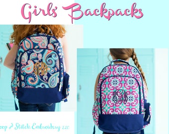 Amelia Print Viv /& Lou Monogrammed School Backpack Free Monogramming