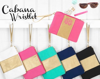 Cabana Polsband Viv & Lou®, Monogram Polsbandje, Gepersonaliseerde Polsband, Monogram Clutch, Clutch, Gepersonaliseerde Clutch, Gepersonaliseerde Wristlet