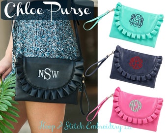 Chloe Ruffle Purse Viv & Lou®, Monogram Purse, Personalized Purse, Monogram Clutch, Monogram Crossbody, Navy Purse, Mint Purse, Mint Purse