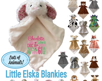 Little Elska Blankie Personalized Blankie, Personalized Security Blankie, Stuffed Animal Blankie, Mini Keepsake Blanket, Security Blankie