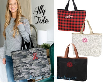 Ally Viv & Lou®-draagtas met monogram, gepersonaliseerde draagtas, rode buffeldraagtas, draagtas met camouflageprint, zwarte draagtas, luipaardtas, draagtas met grote schouder