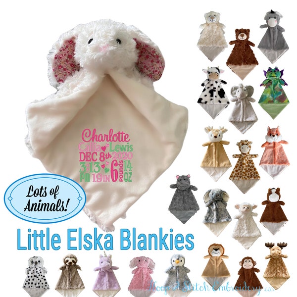 Little Elska Blankie Personalized Blankie, Personalized Security Blankie, Stuffed Animal Blankie, Mini Keepsake Blanket, Security Blankie