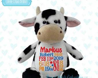 Cow Personalized Stuffie Plush Keepsake Birth, Birthday, Graduation, Plush Keepsake Birth, Baby Gift, Personalized Stuffie, Cow Stuffie