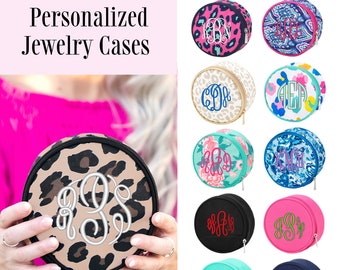 Jewelry Case Viv & Lou® Monogram, Travel Jewelry Case, Round Jewelry Case, Monogram Jewelry Case, Jewelry Case, Personalized Jewelry Case