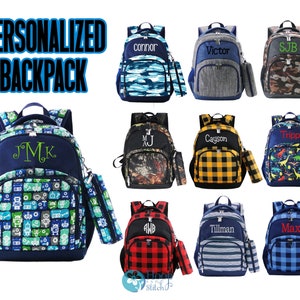 Sac à dos personnalisé pour enfant, sac à dos monogramme, sac à dos monogramme pour garçon, sac à dos pour garçon, sac à dos bleu marine, sac à dos pour enfant, sac à dos camouflage