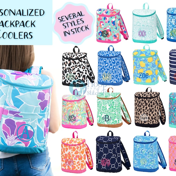 Viv & Lou® Backpack Cooler Tote with Monogram, Personalized Cooler, Summer Cooler Tote, Beach Cooler Tote, Personalized Beach Cooler