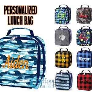 Personalized Lunch Bag, Boys Lunch Bag, Monogram Lunch Bag, Robot Lunch Bag, Navy Lunch Bag, Dinosaur Lunch Bag, Camo Lunch Bag, Check Lunch