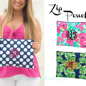 Summer Zip Pouch Viv & Lou®, Accessory Zip Bag, Clutch Zip Bag, Monogram Zip Pouch, Lola Zip Pouch, Grace Zip Pouch, Polly Zip Pouch,Zip Bag image 1