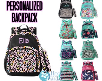 Kids Personalized Backpack, Monogram Backpack, Girls School Bag, Girls Backpack, Hot Pink Backpack, Kids Backpack, Leopard Backpack