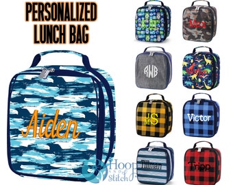 Personalisierte Lunch Bag, Jungen Lunch Bag, Monogramm Lunch Bag, Roboter Lunch Bag, Navy Lunch Bag, Dinosaurier Lunch Bag, Camo Lunch Bag, Check Lunch